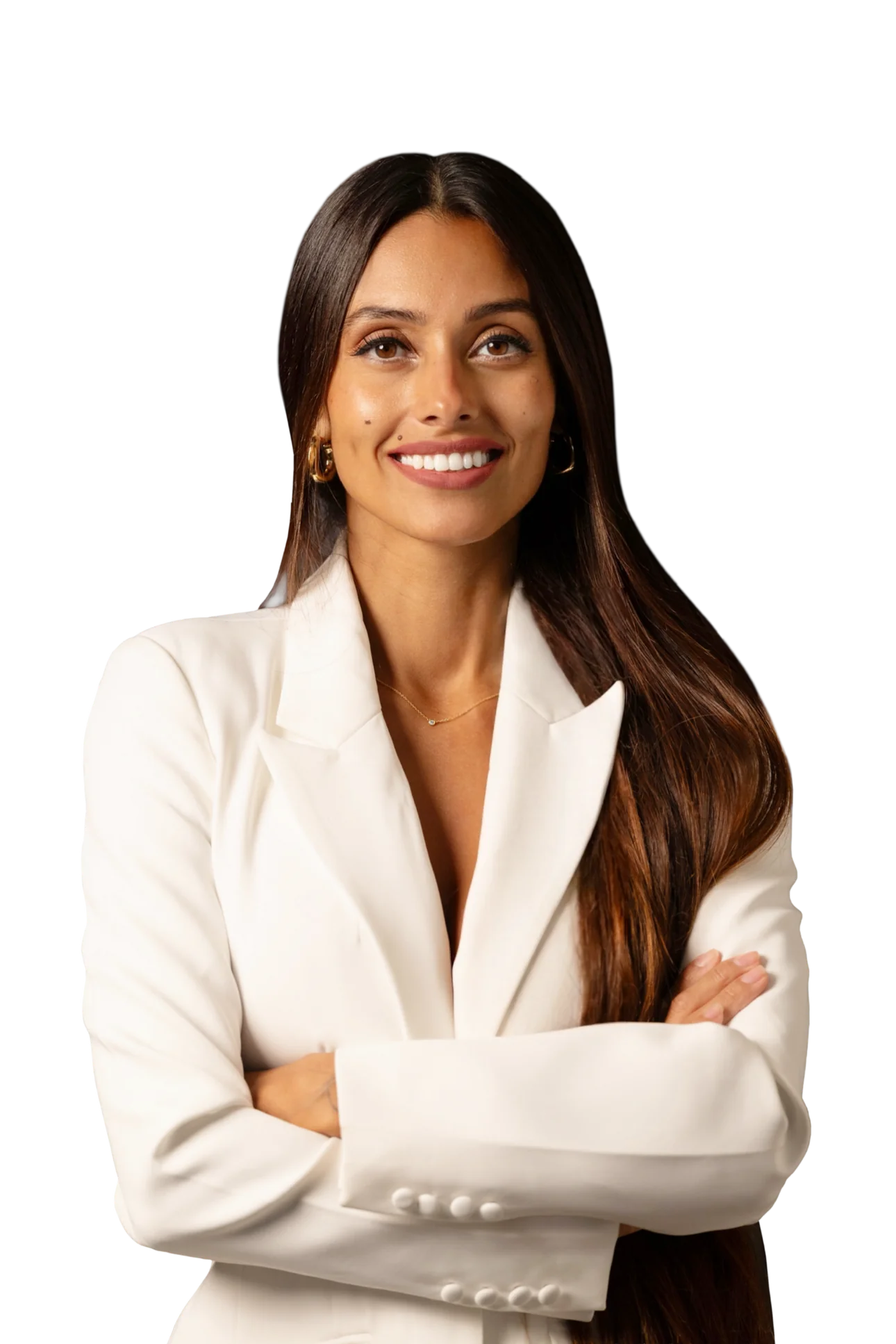 Ivy Forero, smiling, in a white shirt